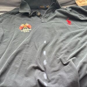 Polo by Ralph Lauren Men's Dark Gray Polo Shirt with Red Logo